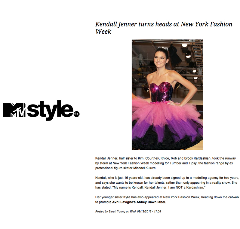 J-14 Magazine Kendall Jenner at Tumbler and Tipsy by Michael Kuluva New York Fashion Week