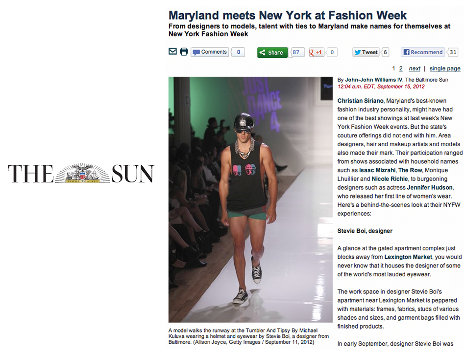 The Baltimore Sun - Tumbler and Tipsy by Michael Kuluva Spring 2013 show with Stevie Boi at New York Fashion Week