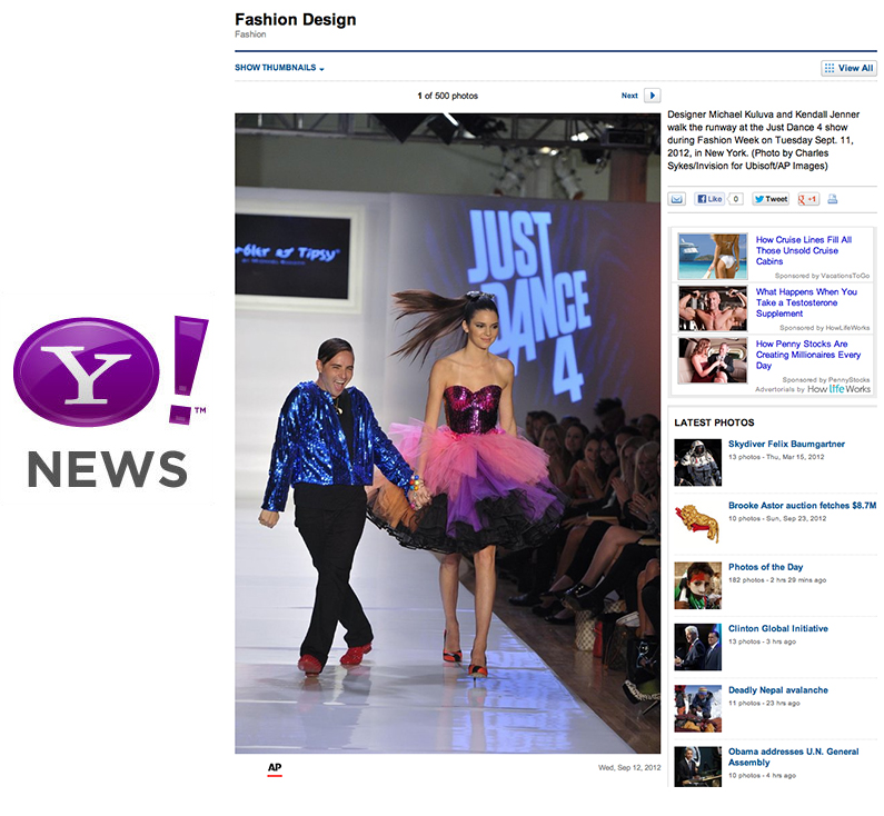 Yahoo! News : Michael Kuluva & Kendall Jenner at the Tumbler and Tipsy by Michael Kuluva 2013 show at New York Fashion Week